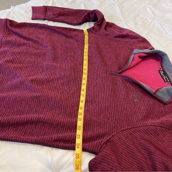 Under Armour Cranberry Wine Loose Fit Cold Gear 1/4 Zip Pullover XL - Picture 9 of 9